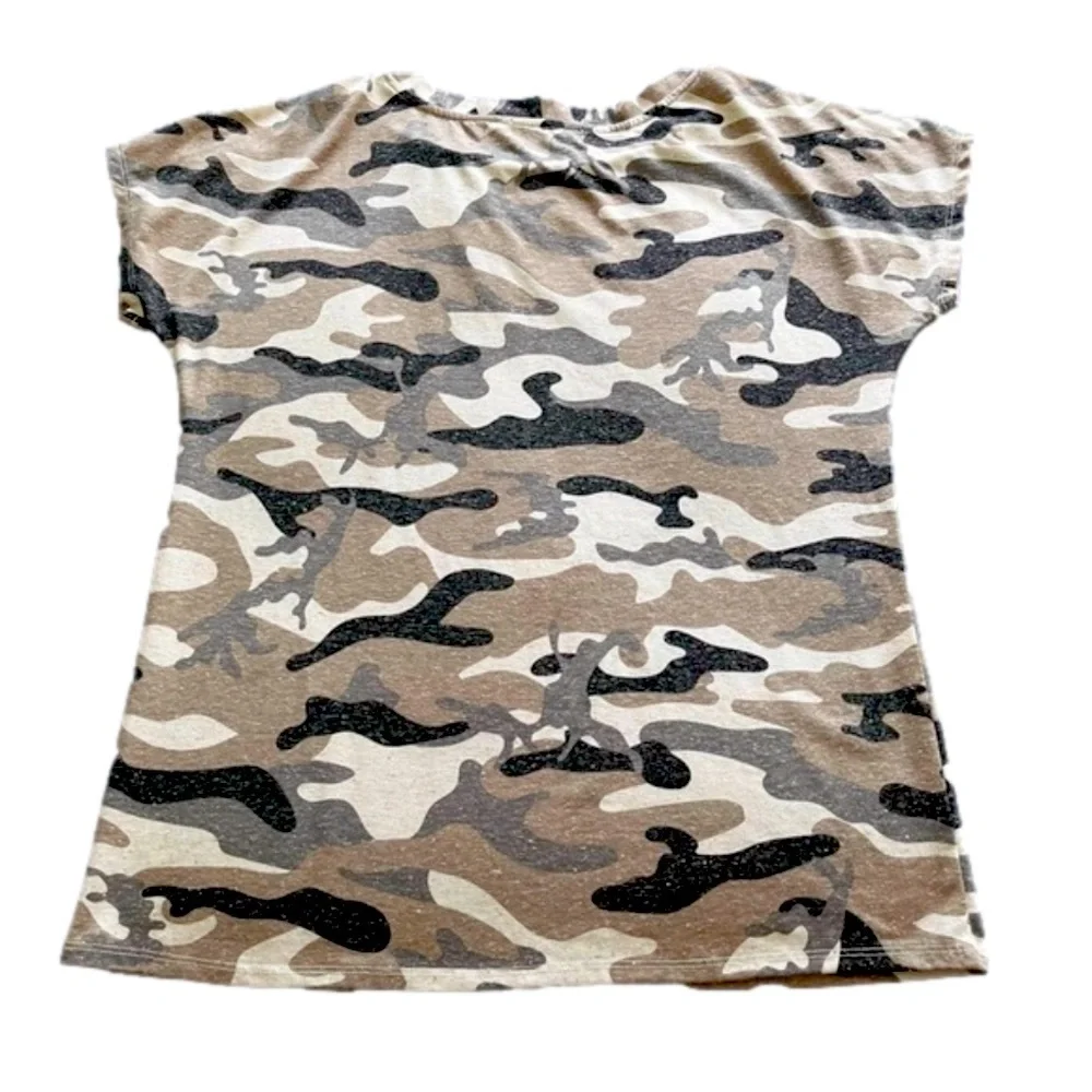 89th & Madison Camo Buttoned Short Sleeve Top Women’s Size SP